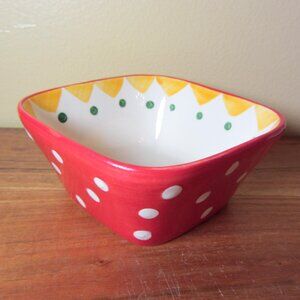 12 oz living art red carnival square bowl trinket dish (W5136)
